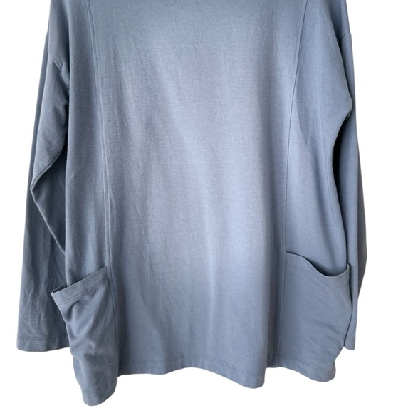 EILEEN FISHER Organic Cotton Stretch BATEAU-NECK LONG-SLEEVE JERSEY POCKET TOP - Picture 11 of 12